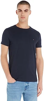 Tommy Hilfiger Herren T-Shirt Kurzarm Core Stretch Slim Fit Blau Tommy Hilfiger Herren T-Shirt Kurzarm Core Stretch Slim Fit Blau