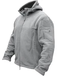 TACVASEN Herren Fleecejacke Military Outdoor Winddichte Jacke mit Kapuze Hellgrau