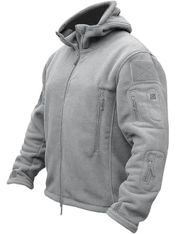 TACVASEN Herren Fleecejacke Military Outdoor Winddichte Jacke mit Kapuze Hellgrau TACVASEN Herren Fleecejacke Military Outdoor Winddichte Jacke mit Kapuze Hellgrau
