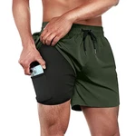 ineepor Badehose Herren Kurz 2 in 1 Badeshorts mit Kompressionsliner Board Shorts Schnelltrocknend Armeegrün