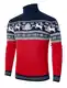 Freshhoodies Weihnachtspullover Rollkragenpullover Herren Winter Pullover Männer Herren Rollkragen Langarmshirt Weihnachten Sweater Rot Blau M