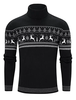 Freshhoodies Herren Rollkragenpullover Winter Schwarz