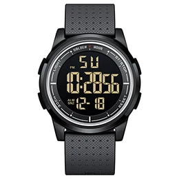 GOLDEN HOUR Sport-Armbanduhr, ultradünn, minimalistisch, wasserdicht, digital, mit Weitwinkel-Display, Gummiband, für Herren und Damen