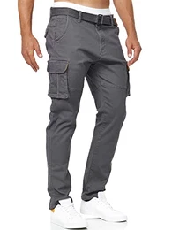 Herren Mathen Cargohose aus 98% Baumwolle inkl. Gürtel Cargo Hose für Männer Iron M