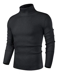 Herren Rollkragenpullover Turtleneck Strickpullover Warme Basic Feinstrick Rollkragenpullover Männer Pullover, Dunkelgrau M
