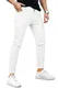 GINGTTO Weiße Jeans Herren Super Skinny Stretch Slim Fit Denim Hose Herrenjeans Weiß 32W/30L