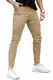 GINGTTO Skinny Jeans Herren Slim Fit Super Stretch Tapered Denim Hose Stilvolle Herrenjeans Khaki 32W/32L