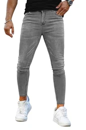 Jeans Herren Slim Fit Stretch Jeanshose Skinny Jeans Grau 32