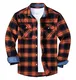 KEFITEVD Holzfäller Jacke Herren Leichte Sommerjacke Baumwolle Karojacke Männer Karierte Hemd Jacke Regular Fit Orange M