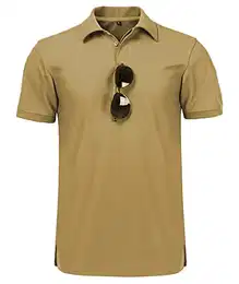 Poloshirt Herren Kurzarm Tennis Golf Atmungsaktiv Sweatshirt Outdoor Sommer Freizeit Normale Ausführung Schnell trocknend Poloshirt für Herren Knopfleiste(012-Khaki-M)
