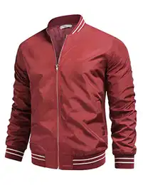 Herren Bomberjacken Leicht Windbreaker Full Zip Varsity Jacke Casual Herbst Winter Aktiv Sport Mantel Outwear, weinrot, Medium