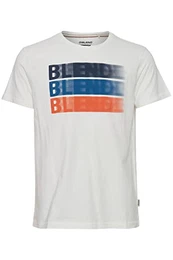 Blend 20715045 Tee Herren T-Shirt Kurzarm Shirt mit Print Rundhals-Ausschnitt Frontprint hochwertige Baumwoll-Qualität, Größe:M, Farbe:Snow White (110602)