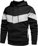 Loveternal Hoodie Kapuzenpullover Patchwork Unisex Classic Farbabstimmung Hoody mit Tasche Schwarz