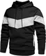 Loveternal Hoodie Damen Herren Kapuzenpullover Patchwork Unisex Pullover mit Kapuze Casual Sweatshirt Sport Classic Farbabstimmung Hoody mit Tasche, Schwarz,M