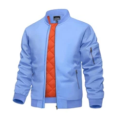 KEFITEVD Herren Übergangsjacke Bomber Pilotenjacke Hellblau