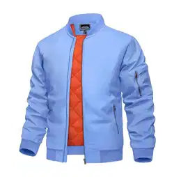 Übergangsjacke Herren Herbst Winter Wattiert Herrenjacke Übergangsjacke Bomber Blouson Freizeitjacke Hellblau M