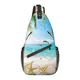 Schulter-Rucksack, Seestern, Strand, Meerespalmen, Schultertasche, Brusttasche, lässiger Crossbody-Tagesrucksack für Damen und Herren, Seestern Beach Sea Palms, One size