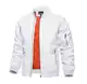 KEFITEVD Bomber Jacke Herren Kurz Collegejacke Unifarben Pilotenjacke Retro Jacke Winter Herrenjacke Arbeitsjacke Männer mit Zipper Taschen Weiß M