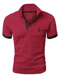 Poloshirt Herren, T Shirts Männer, Hemd Herren Kurzarm Giraffe Stickerei T-Shirt Sommer Slim Fit Golf Sports Burgunderrot M