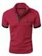 GLESTORE Poloshirt Herren, T Shirts Männer, Hemd Herren Kurzarm Giraffe Stickerei T-Shirt Sommer Slim Fit Golf Sports Burgunderrot M