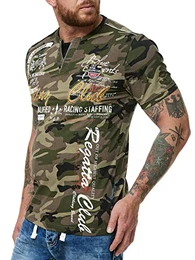 Verwaschenes Herren T-Shirt Sailing Club Slim Fit (Bis 5XL) 2879 (M-Slim, Khaki Camouflage 2879)