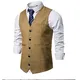 Anzug Weste Herren, Vintage Slim Fit Anzug Weste Herren Einfarbig Gelb Frack Ärmellose Weste Anzug Einreiher Casual Formal Business Westen Hochzeitsfeier,M