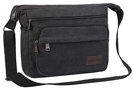 Wasserdichte Umhängetasche Herren,Multi-Tasche aus Segeltuch 15 Zoll Messenger Bag Arbeit Taschen für Herren & Damen,für Schule Reisen Arbeiten täglicher Gebrauch,Schwarz