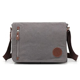 Umhängetasche, Vintage Canvas Schultertasche Herren.(Grau)