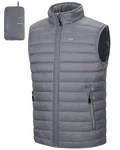 33,000ft Herren Packbare Steppweste Outdoor Gefütterte Hybrid Sportweste mit Stehkragen und 5 Taschen Grau