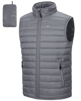 33,000ft Herren Packbare Steppweste Outdoor Gefütterte Hybrid Sportweste mit Stehkragen und 5 Taschen