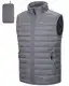 33,000ft Herren Packbare Steppweste Outdoor Gefütterte Hybrid Sportwesten mit Stehkragen Outdoorwesten mit 5 Taschen Übergangswesten für Männer Laufen Golf Wandern Reiten, Grau M