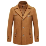 KUDORO Herren Wintermantel Kurzmantel Peacoat Casual Slim Fit für Business Freizeit Braun