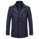 KUDORO Herren Wintermantel Kurzmantel Peacoat Casual Slim Fit für Business Freizeit Kriegsmarine