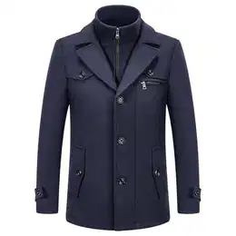 Herren Wintermantel Wolle Kurzmantel Herren Wollmantel Mittellang Peacoat Herren Casual Slim Fit für Business Freizeit(Kriegsmarine2,M)