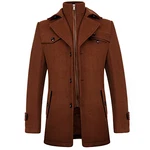 KUDORO Herren Wintermantel Kurzmantel Peacoat Casual Slim Fit für Business Freizeit Braun