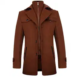 Herren Wintermantel Wolle Kurzmantel Herren Wollmantel Mittellang Peacoat Herren Casual Slim Fit für Business Freizeit(Braun2,M)