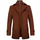 KUDORO Herren Wintermantel Wolle Kurzmantel Herren Wollmantel Mittellang Peacoat Herren Casual Slim Fit für Business Freizeit(Braun2,M)