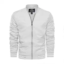 Sommer Jacke Herren Dünn Sportjacke mit Bund Herbstjacke Freizeit Modisch Freizeitjacke Männer Blouson Weiß M