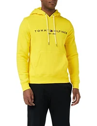 Herren Kapuzenpullover Tommy Logo Hoody aus Bio-Baumwoll-Mix, Gelb (Vivid Yellow), M