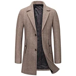 KUDORO Herren Wintermantel Trenchcoat Peacoat Jacke khaki