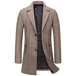 KUDORO Herren Wintermantel Trenchcoat Peacoat Jacke khaki