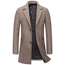 Herren Wintermantel Mantel für Herren Trenchcoats Slim Fit Business Casual Peacoat Jacke dick elegant, khaki, M