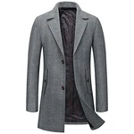 KUDORO Herren Wintermantel Trenchcoat Peacoat Jacke grau