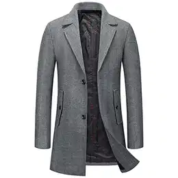 Herren Wintermantel Mantel für Herren Trenchcoats Slim Fit Business Casual Peacoat Jacke dick elegant, grau, M