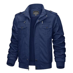 KEFITEVD Herrenjacke Übergangsjacke Militär Jacke Outdoor Denimblau