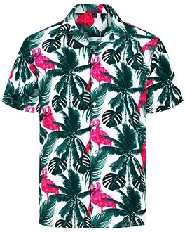 J.VER Herren Hawaiihemd Kurzarm Sommerhemd Casual Flamingo Floral Strandhemd Bügelfrei Button Down Faltenfrei Urlaub Shirt Grün J.VER Herren Hawaiihemd Kurzarm Sommerhemd Casual Flamingo Floral Strandhemd Bügelfrei Button Down Faltenfrei Urlaub Shirt Grün