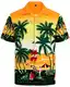 J.VER Herren Hawaiihemd Kurzarm Sommerhemd Casual Flamingo Floral Strandhemd Bügelfrei Button Down Kurzarm Hawaii Shirt Faltenfrei Urlaub Shirt,Gelb Strand,M