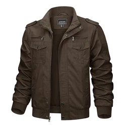 KEFITEVD Herrenjacke Übergangsjacke Militär Jacke Outdoor Kaffee