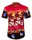 J.VER Herren Hawaiihemd Kurzarm Sommerhemd Casual Flamingo Floral Strandhemd Bügelfrei Button Down Kurzarm Hawaii Shirt Faltenfrei Urlaub Shirt,Rot Strand,XL