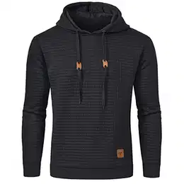 Hoodie Herren Classics Basic Sweatshirt Casual Long Sleeve Checked Kapuzenpullover Herren Schwarz M